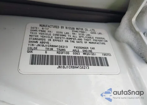 2017 Nissan Rogue Sport S из США, поврежденный, VIN JN1BJ1CR8HW124213